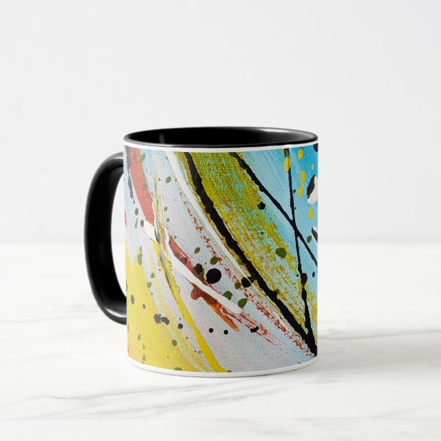 Colorful Abstract Modern Unique Mugg (Framsida vänster)