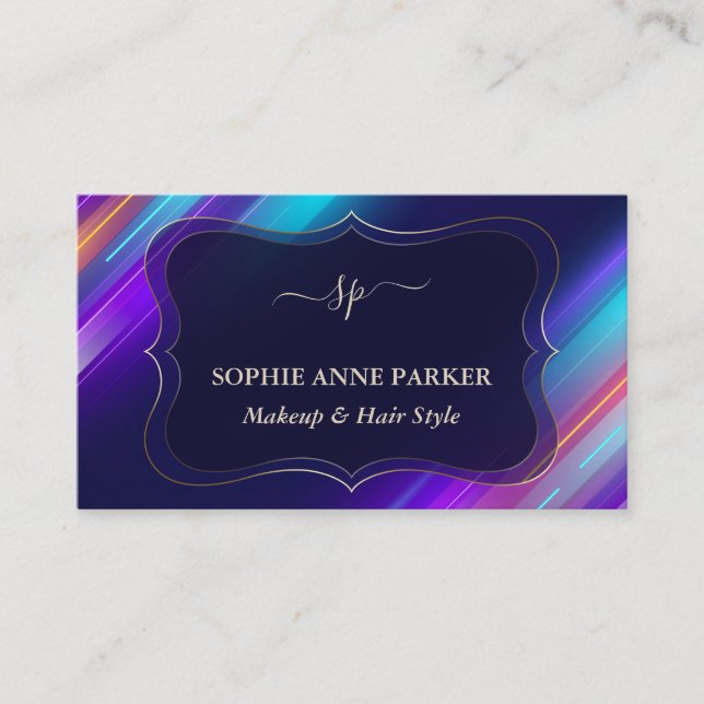 Colorful Abstract Monogram Professional Makeup  Visitkort (Framsida)