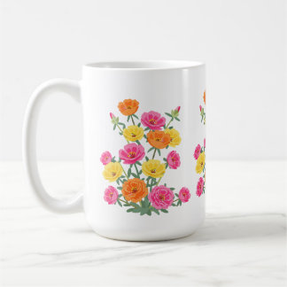 Colorful Abstract Moss Rose Flower Botanical Art Kaffemugg