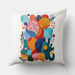 Colorful Abstract Organic Shapes Boho Floral Kudde