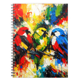 Colorful Abstract Parrots Tropical Birds Art Anteckningsbok
