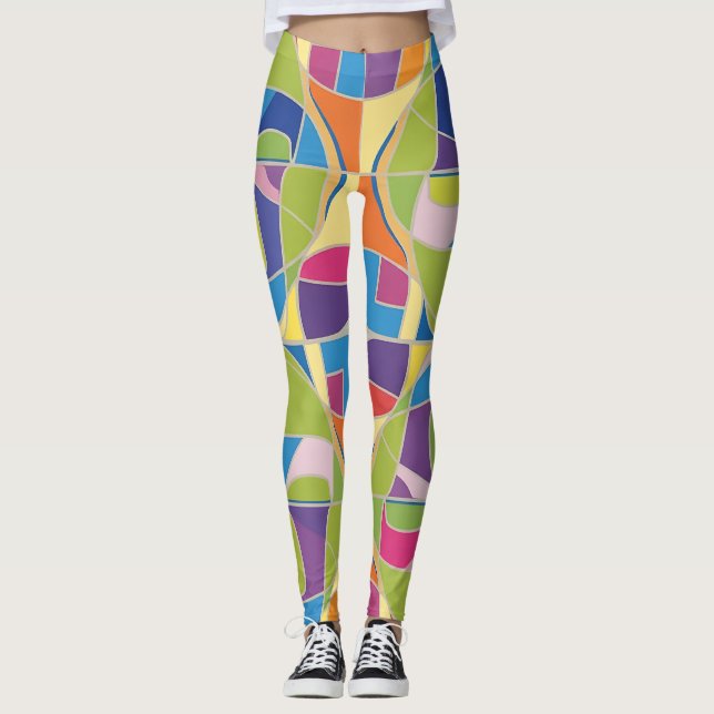 Colorful Abstract Patterned Leggings (Framsida)