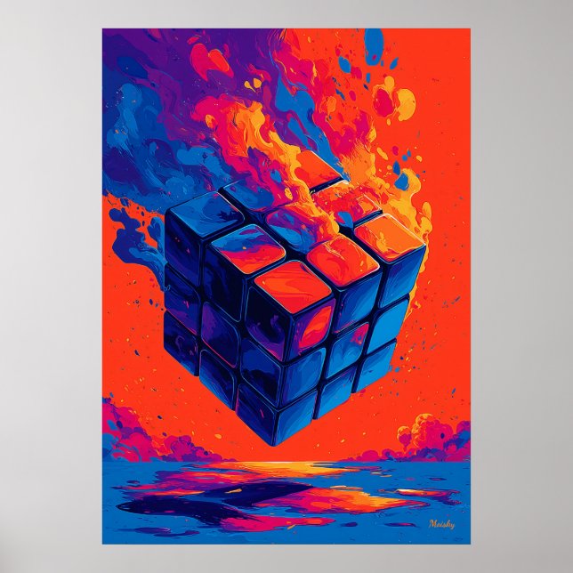 Colorful Abstract Puzzle Cube Wall Art Poster (Framsidan)