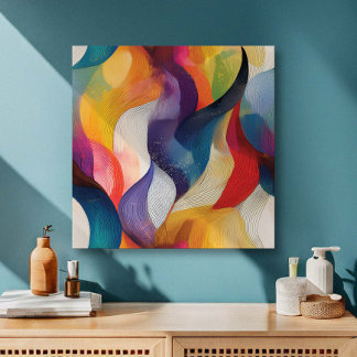 Colorful Abstract Rainbow Swirls Canvastryck