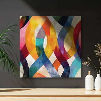 Colorful Abstract Ribbon Swirls Canvastryck