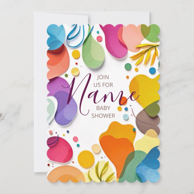 Colorful Abstract Shapes Floral Boho Baby Shower Inbjudningar (Framsida)