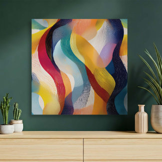 Colorful Abstract Swirly Ribbons Canvastryck