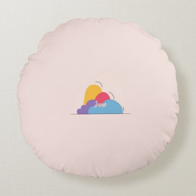 Colorful Abstract Throw Pillow Rund Kudde (Framsidan)