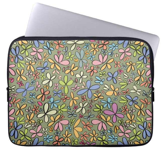 Colorful Abstract Wildflower Garden Laptop Fodral (Framsidan)