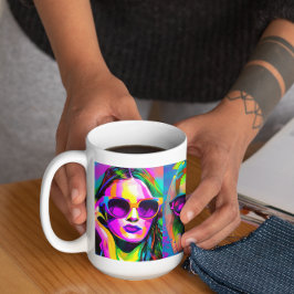 Colorful Abstrakt Digital Art | Kvinnor i Sunglass Kaffemugg