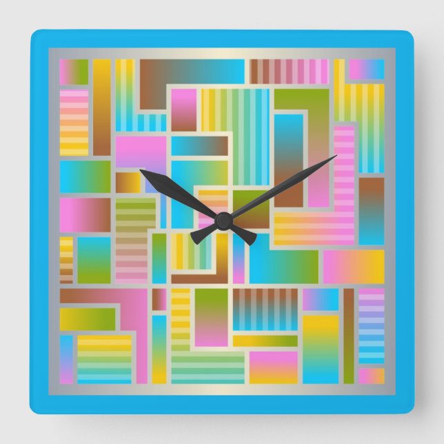 COLORFUL ABSTRAKT MÖNSTER FYRKANTIG KLOCKA (Framsida)