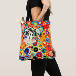 COLORFUL ABSTRAKT TECKNING CAT TYGKASSE