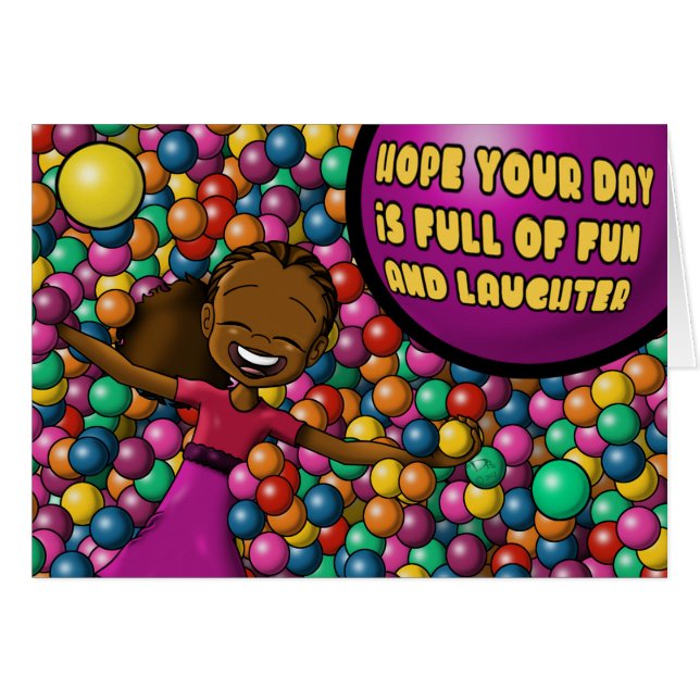 Colorful African American Girl Birthday Hälsningskort (Framsidan Horizontal)