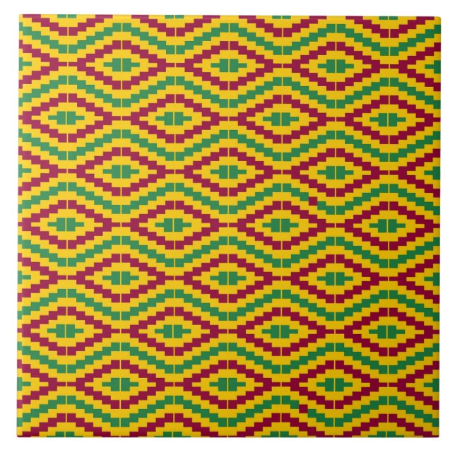 Colorful African Kente Pattern Kakelplatta (Framsidan)