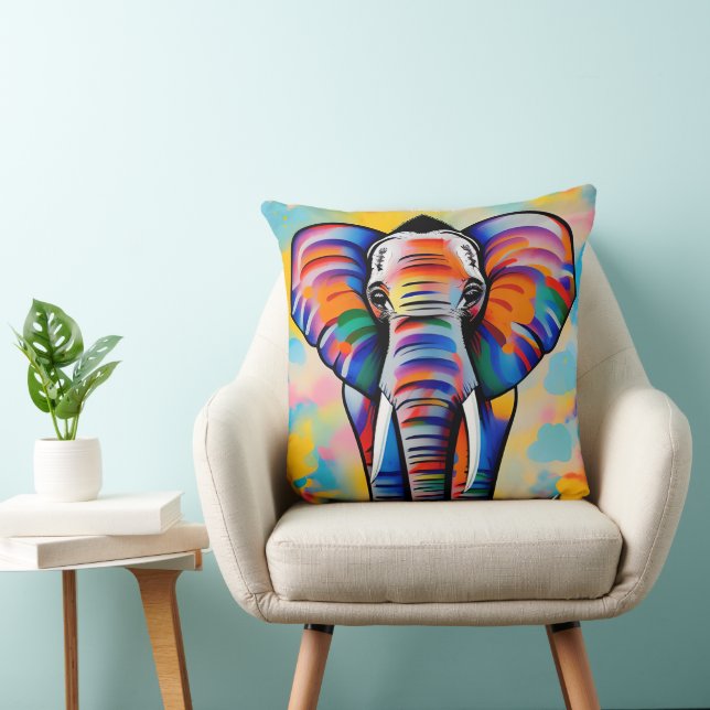 Colorful African Safari Elephant Kudde (Stol)