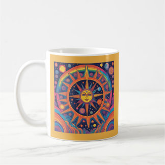 Colorful AI Celestial Sol och Planets Kaffemugg