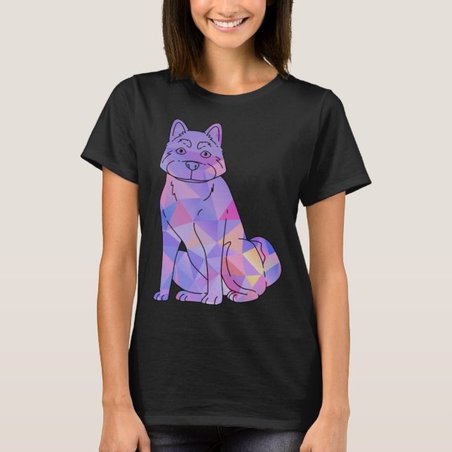 Colorful Akita T Shirt (Framsida)