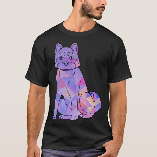 Colorful Akita T Shirt (Framsida)