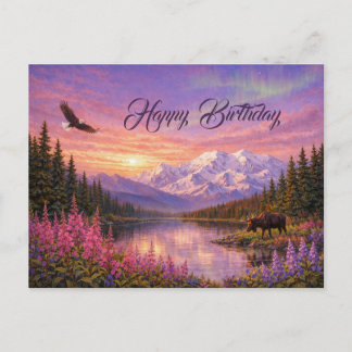 Colorful Alaska Landscape Birthday Vykort