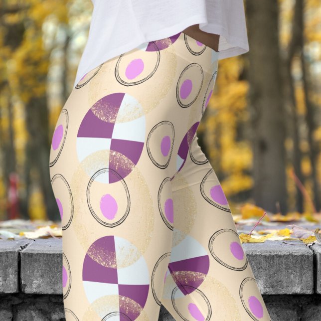 Colorful Almond Beige Nucleus Mönster Leggings (Nucleus Blanched Almond)