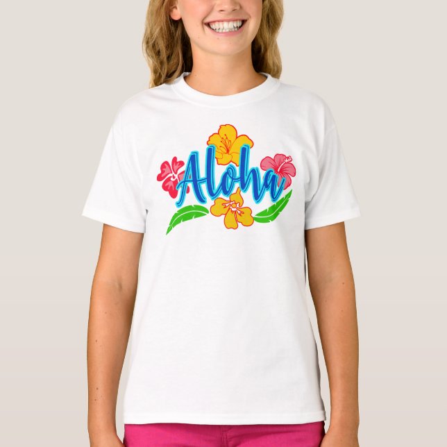 Colorful Aloha Roligt sommar T Shirt (Framsida)