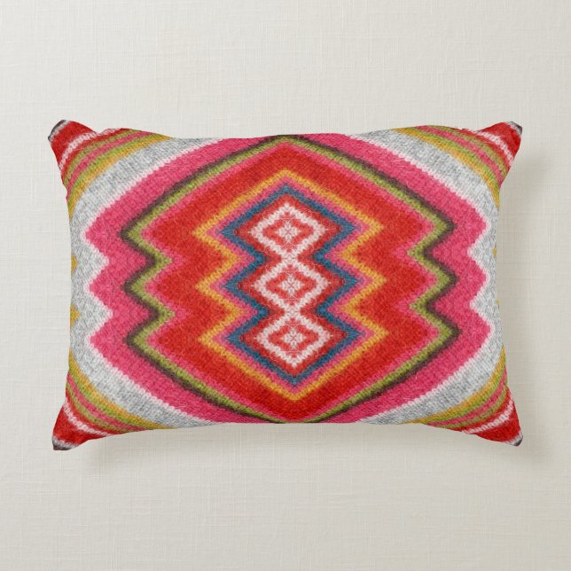 Colorful alpaca mohair sweater ornament closeup. prydnadskudde (Framsidan)