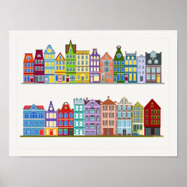 Colorful Amsterdam Row Houses 1 Poster