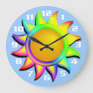 Colorful and Bright Sunshine Sky Blue Background Stor Klocka
