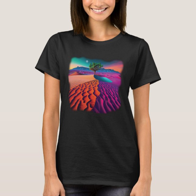 Colorful and Surreal Desert Landscape Artwork T Shirt (Framsida)