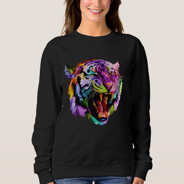 Colorful Angry Tiger Art Graphic T Shirt (Framsida)