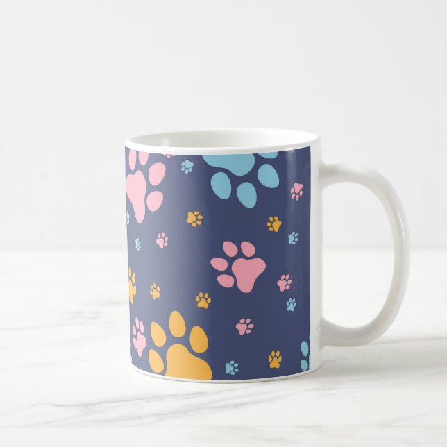 Colorful Animal Paw Prints Pattern Kaffemugg (Höger)