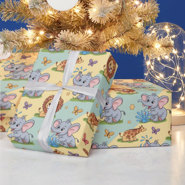 Colorful animal-themed wrapping paper presentpapper (Skapare uppladdad)