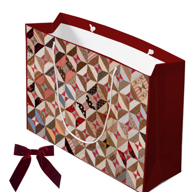 Colorful Antique Spool Mönster Patchwork Quilt (This colorful elegant gift bag features a geometric vintage spool quilt pattern and wine side panels)