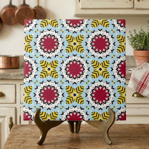 Colorful Arabesque Kaleidoscopic Geometric Mönste Kakelplatta