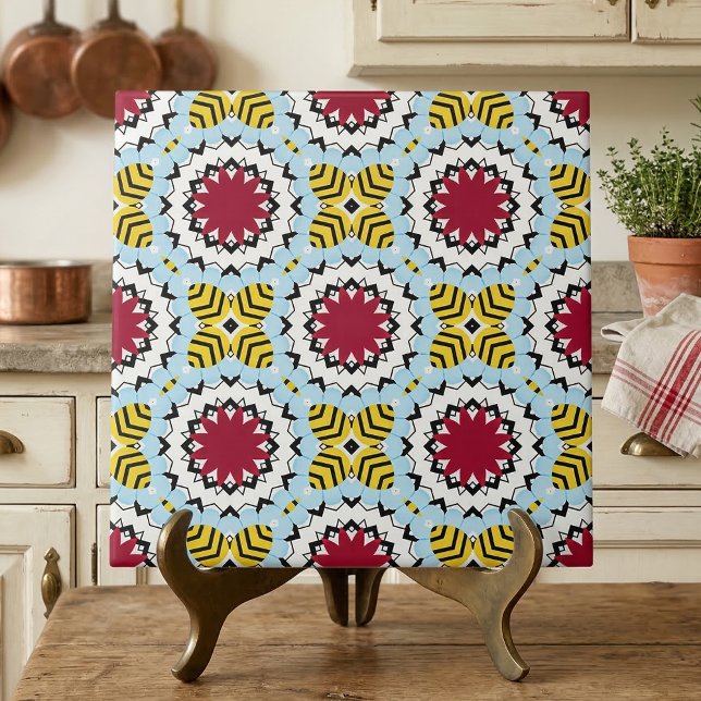 Colorful Arabesque Kaleidoscopic Geometric Mönster Kakelplatta (Skapare uppladdad)