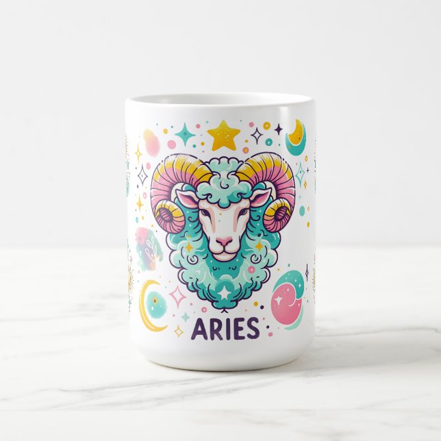 Colorful Aries Zodiac Astrology Sign Kaffemugg (Center)