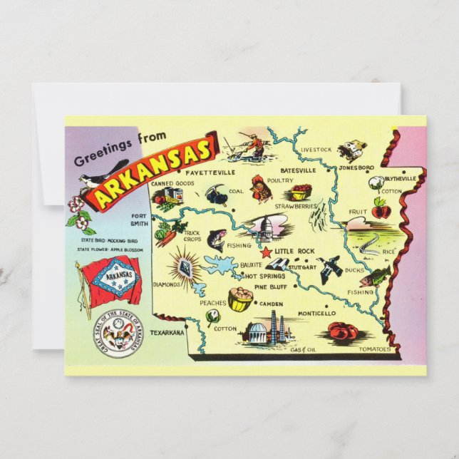 Colorful Arkansas Karta Flytta Announcement Julkort (Framsida)