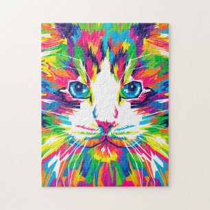 Colorful Art Aesthetic Cat Pictures Cat Art Abstra Pussel