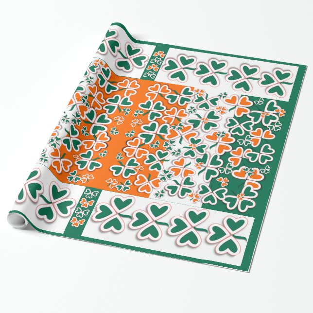 Colorful Art Deco Irish Shamrock Presentpapper (Utrullad)
