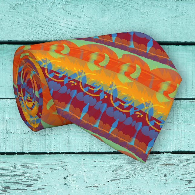 Colorful Artistic Rand Mönster Tie Slips (Tie featuring a modern artistic and colorful stripe pattern.)