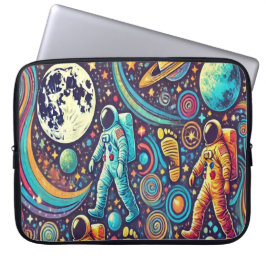 Colorful Astronaut Spacewalk Mönster Laptop Fodral