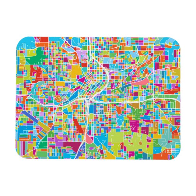 Colorful Atlanta Karta Magnet (Horisontell)