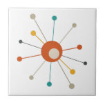 Colorful Atomic Era Starburst Mid Century Modern Kakelplatta<br><div class="desc">Den här fantastiska moderna dekorationsplattan i mitten av århundradet har en atomstarst i färg av tealblått,  rött,  tan,  gult och svart. Detta kommer att göra ett färgstarkt tillägg till ditt tilingprojekt!</div>