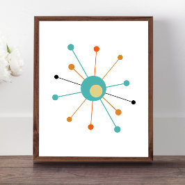 Colorful Atomic Starburst Mid Century Modern Poster
