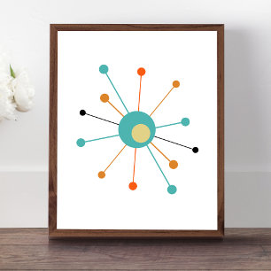 Colorful Atomic Starburst Mid Century Modern Poster