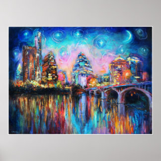 Colorful Austin Skyline Poster Svetlana Novikova