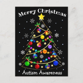Colorful Autism Julgran Helg Vykort