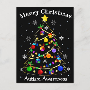 Colorful Autism Julgran Helg Vykort