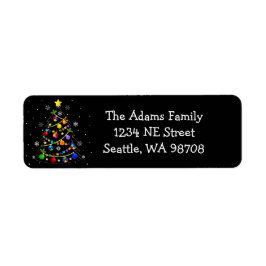 Colorful Autism Julgran Returadress Etikett