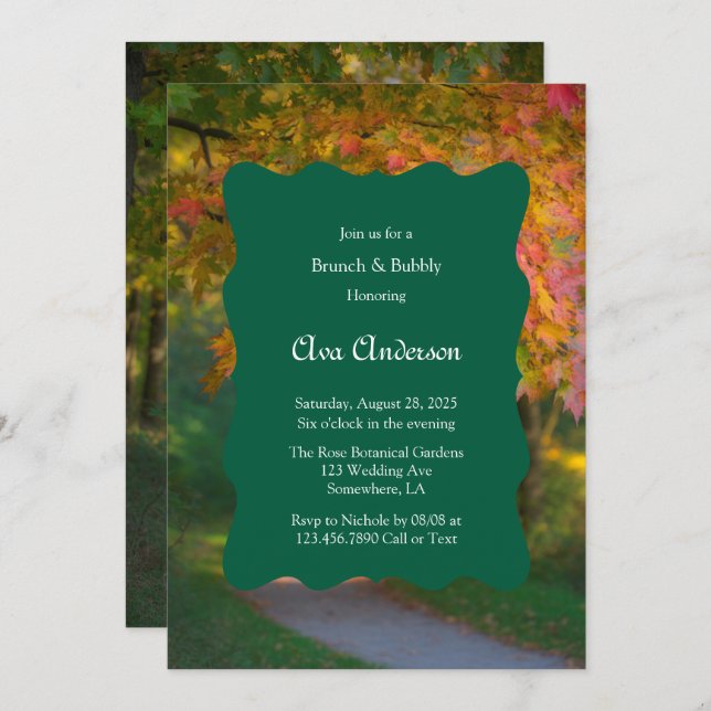 Colorful Autumn Day Brunch & Bubbly Inbjudningar (Fram/baksida)